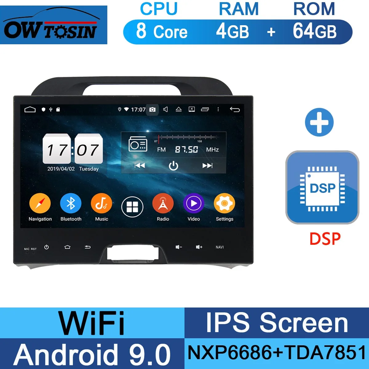 64G DSP 10," ips 8 ядерный 4G+ 64G Android 9,0 Автомобильный мультимедийный плеер для Kia Sportage R 3 2010- радио gps навигация Parrot BT CarPlay - Цвет: 64G DSP