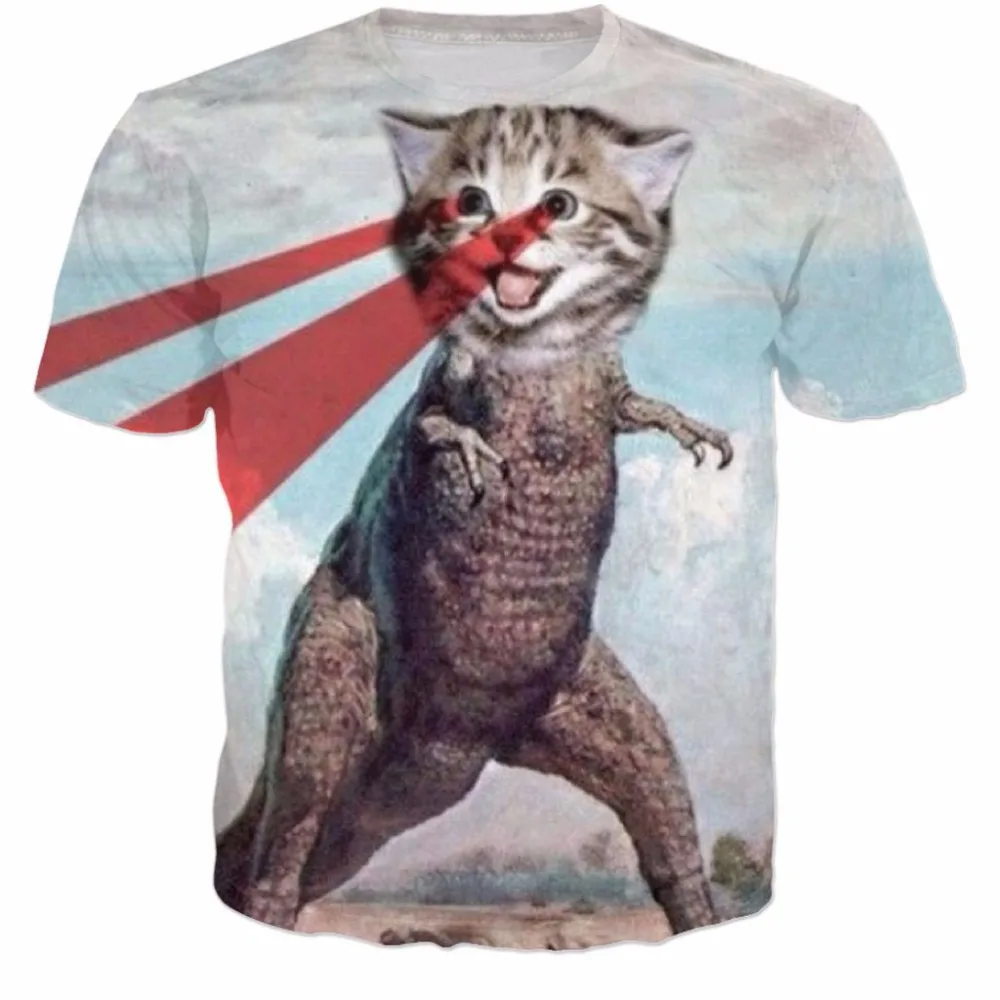 

Cat-rex T-Shirt 3d unisex t-shirt animal tshirt kitten Dinosaur harajuku tees summer t shirt women men tops