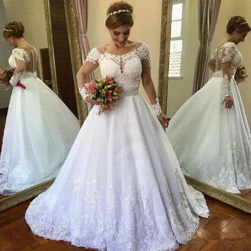 Свадебное платье с аппликацией Vestido De Noiva свадебное длинным рукавом вышитое