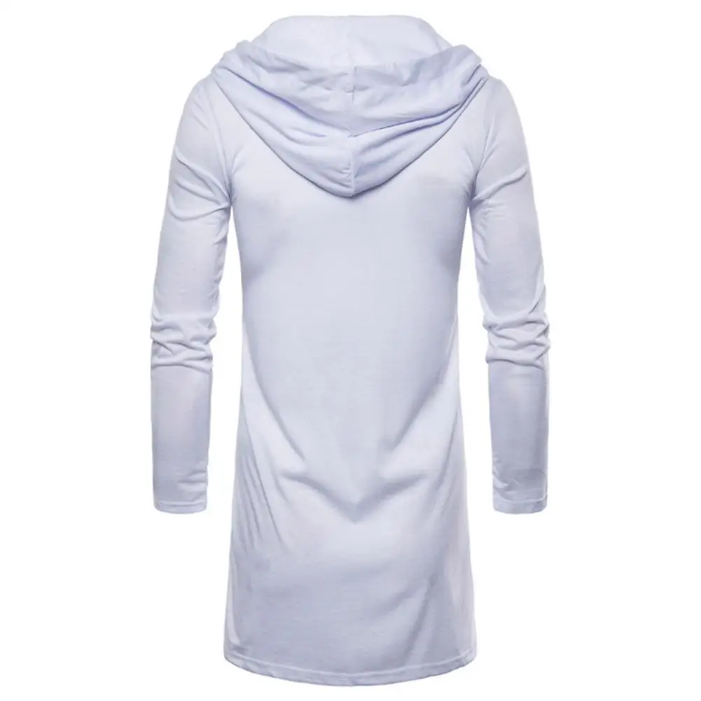 Хип-хоп мужские осенние кардиганы с капюшоном размера плюс белые длинные