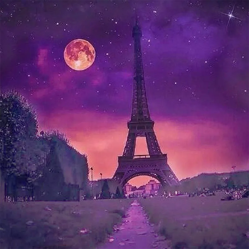 

Алмазная вышивка 5D DIY картина для алмазной вышивки с ночным видом башни вышивка крестиком ручная работа домашний декор полная круглая Алмаз...