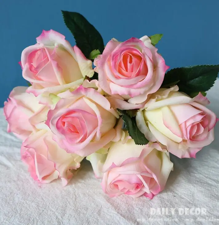pink rose Настоящий/натуральный сенсорный латексный букет из роз для свадьбы невесты с цветами для невесты, ручной работы с цветами, для украшения дома, искусственная Роза - Цвет: pink rose