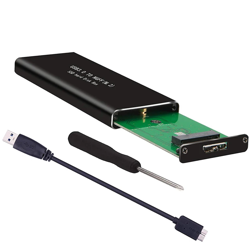 

Flyshu Hard Disk Case SSD External Enclosure Box USB To NGFF M.2 USB 3.0 High Speed B Key 2230 2242 2260 2280 Black Bag