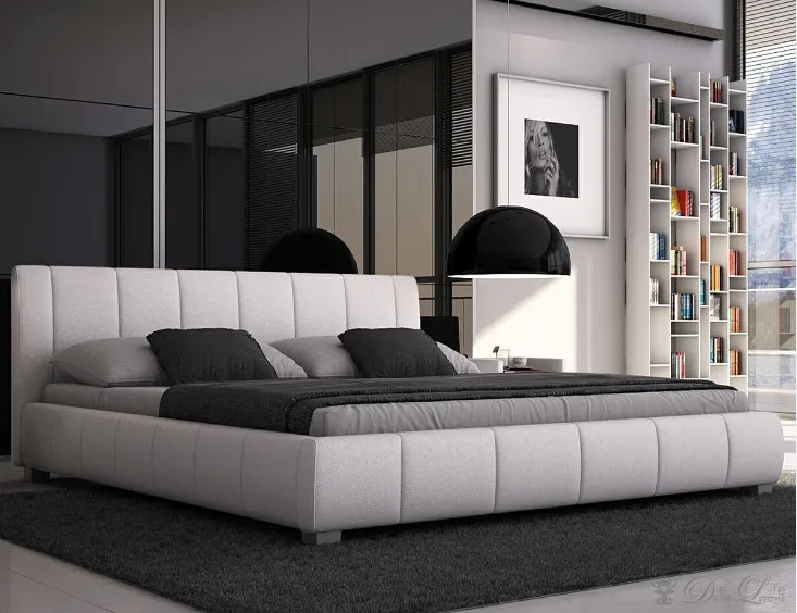 Mybestfurn современный Дизайн Смарт натуральная Подголовник кожа мягкая кровать