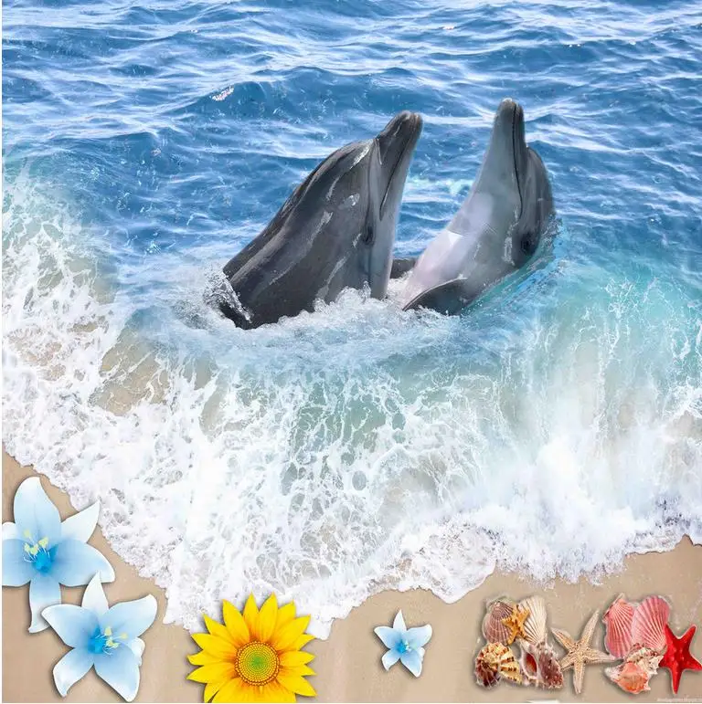 Самоклеящиеся напольные 3D-обои из ПВХ водонепроницаемые для пляжа песка волн