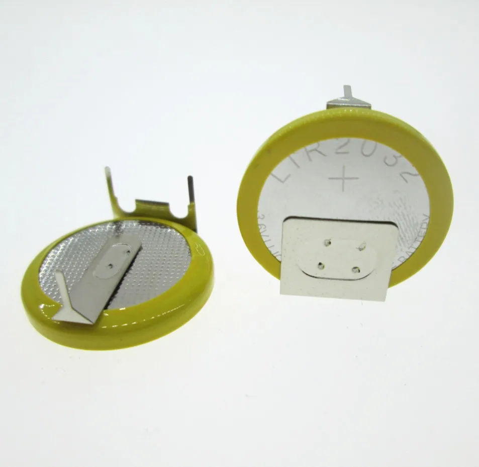 

NEW battery LIR2032 3.6V Rechargeable lithium battery Button Li-ion battery leg feet foot DIP3 20pcs/lot