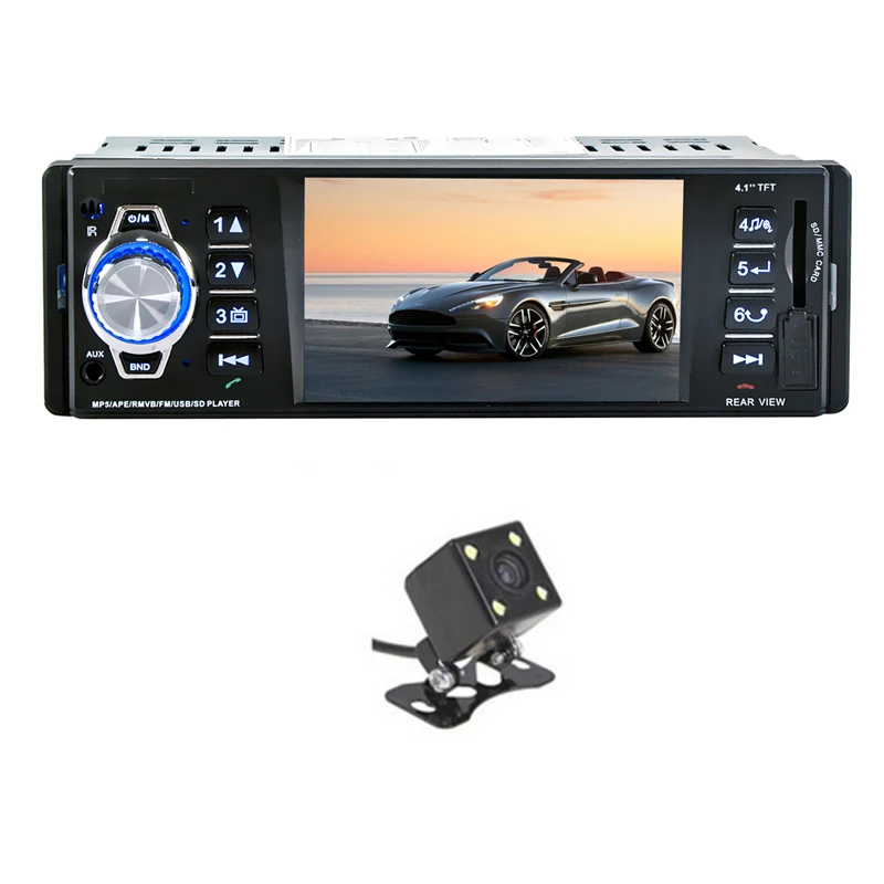 Автомагнитола 4 1 дюйма Din HD Bluetooth MP3 MP5 поддержка USB FM TF AUX камера заднего вида|bluetooth