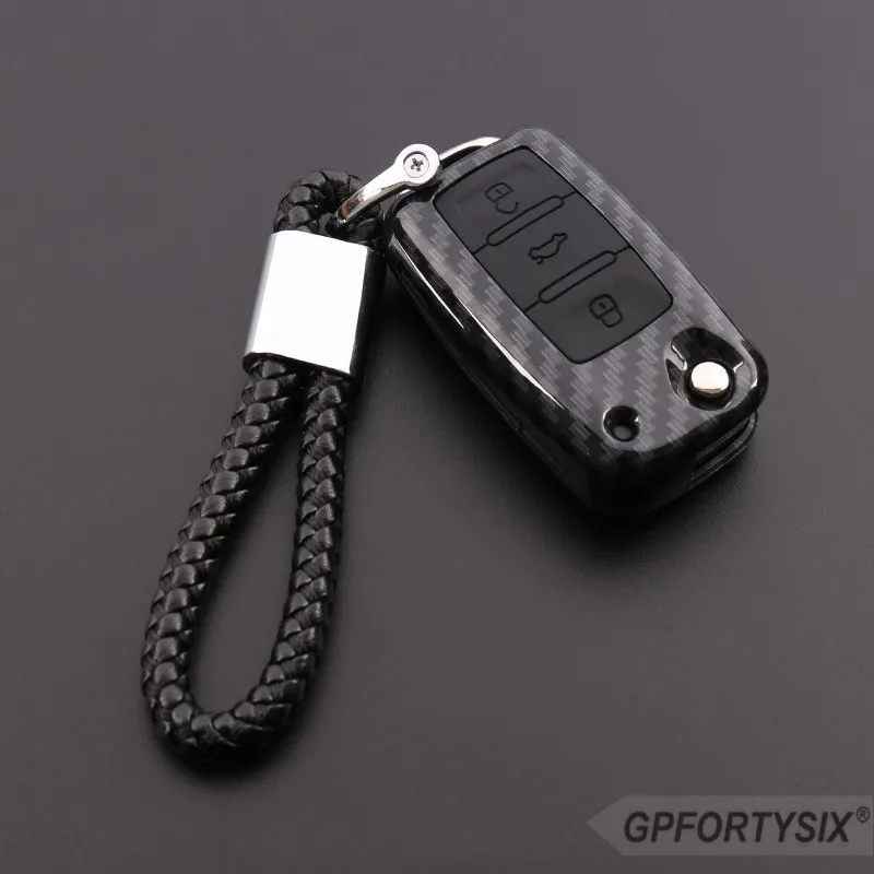 Чехол для автомобильного ключа из углеродного волокна Volkswagen VW Passat CC POLO Golf jetta CrossFox Plus Eos Scirocco Beetle Skoda