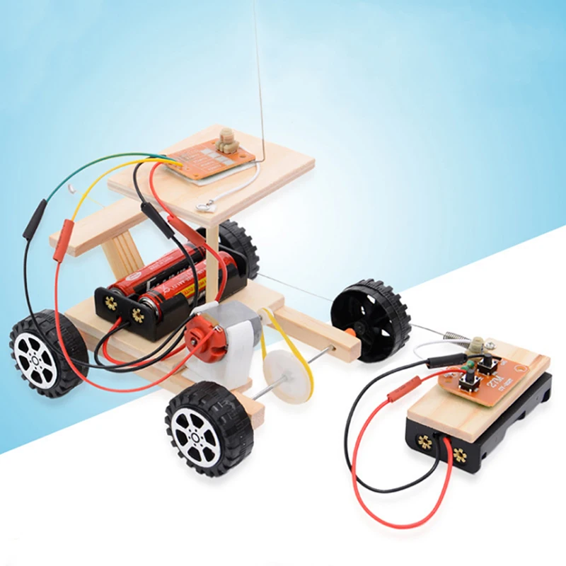 

1Pc Model Kit Kids Physical Science Experiments Toy Set Assembled Car Educational Toy Wood DIY Wireless Remote Control Racing