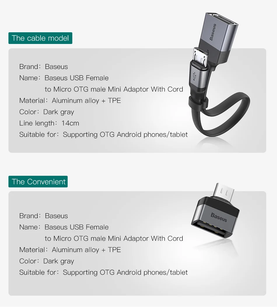 Baseus OTG Micro USB кабель адаптер для Xiaomi Redmi Note samsung Android зарядный конвертер USB 2,0 Microusb OTG Кабельный разъем