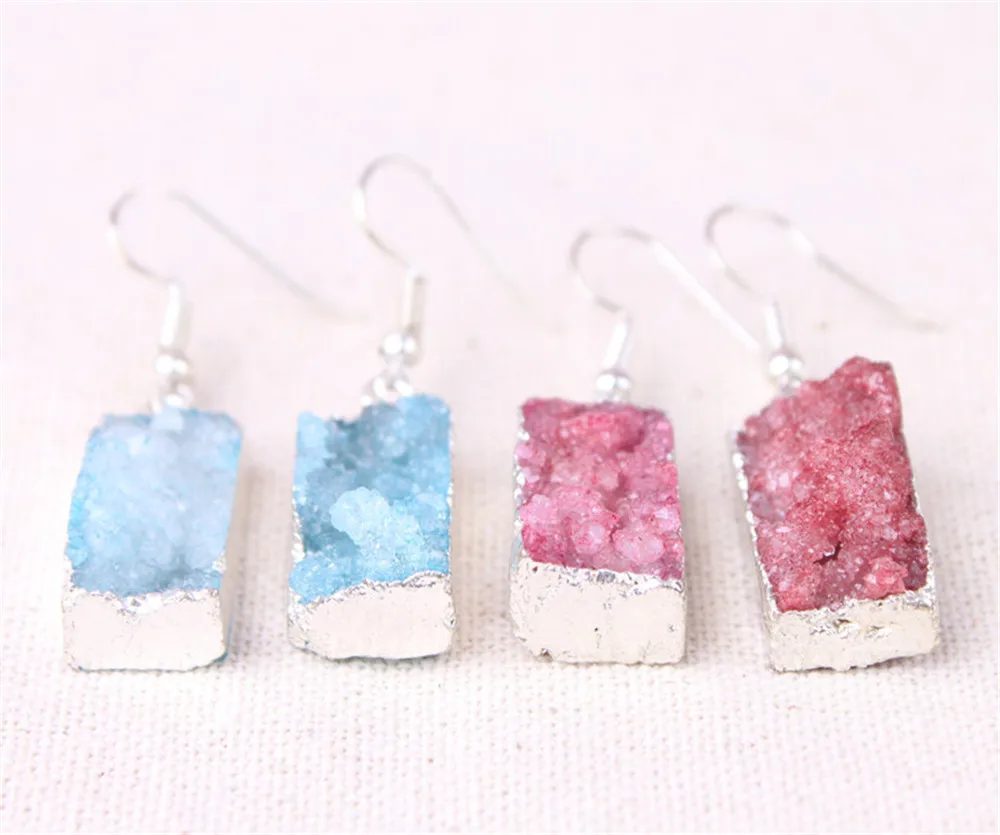 Ювелирные изделия для ушей Геометрические Квадратные Серьги Agates Cluster женские