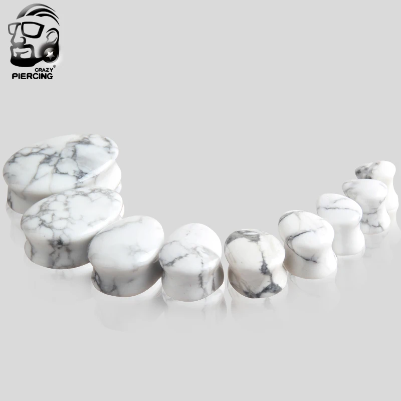 Белый Howlite капли слез из камня туннели для ушей 5 мм 25 мм|stone ear plug|plugs and tunnelsflesh tunnel |