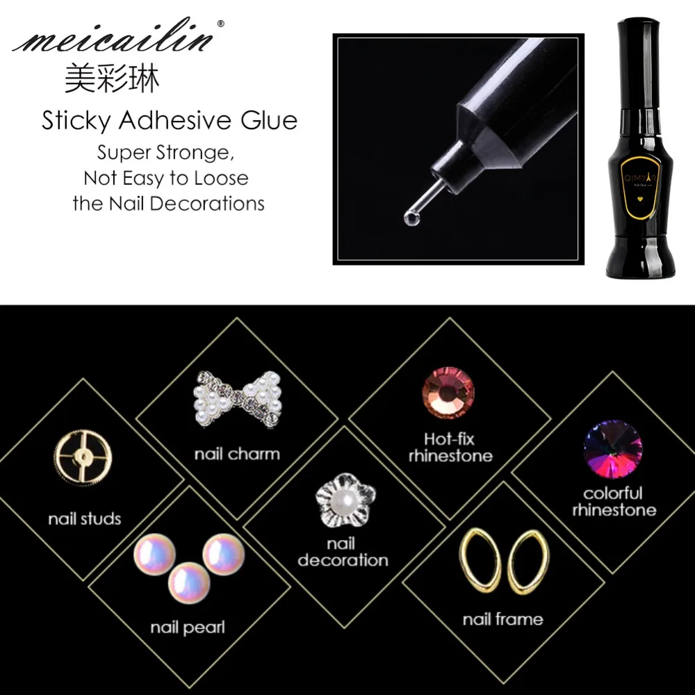 

Brand New Super Sticky UV Gel Nail Polish Glue Fast-dry Crystal Adhesive Transparent Clear Manicure Gel Nail Craft Decor Tools