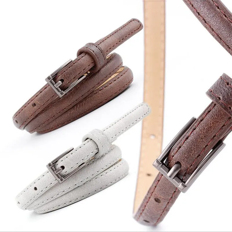 

2019 New Vintage Black Pin Buckle Belt Female Thin Narrow Pu Leather Skinny Waistband Belts for Women Dresses Jeans Pants