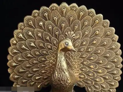 Китайская Бронзовая латунь фэншуй Дерево Пион цветок Феникс фэнгуан Птица