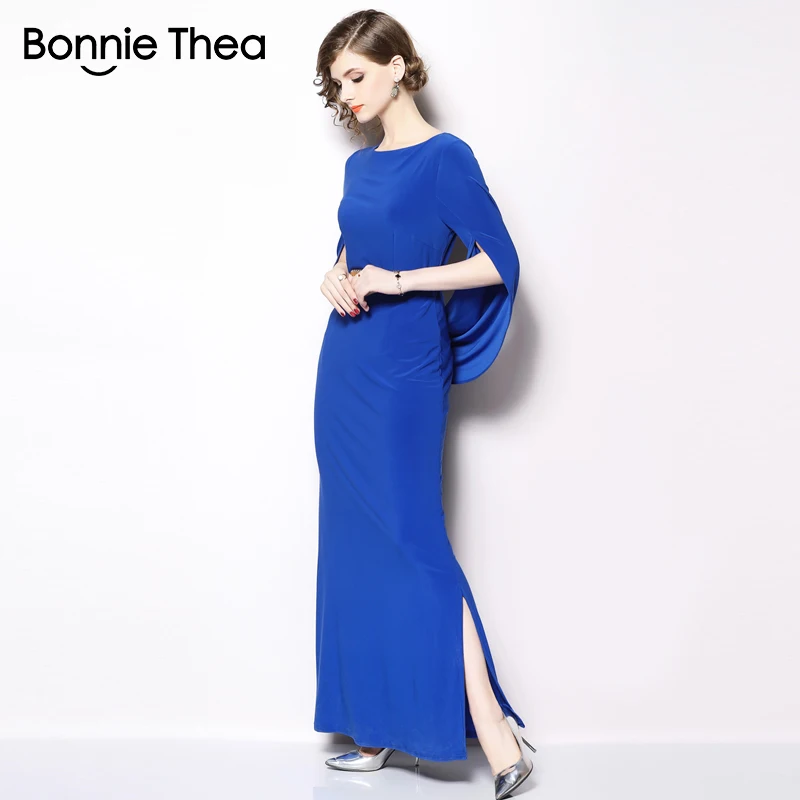 Женское вечернее платье-макси Bonnie Thea синее элегантное винтажное длинное