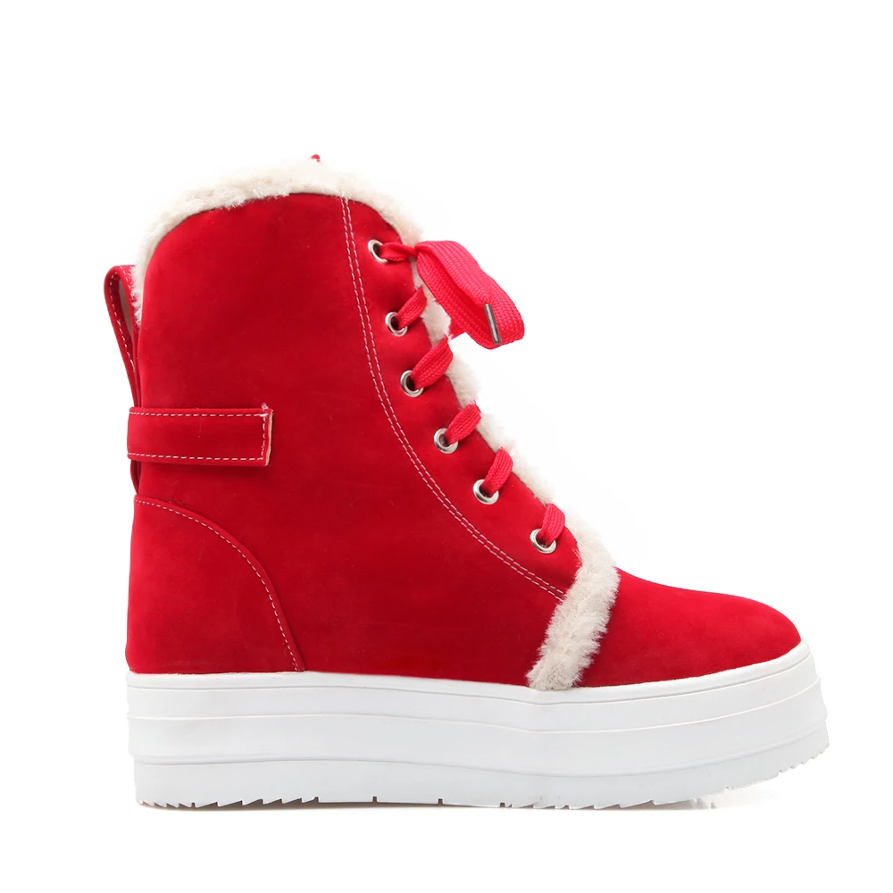 Женские зимние ботинки на толстой подошве теплые в русском стиле большие размеры