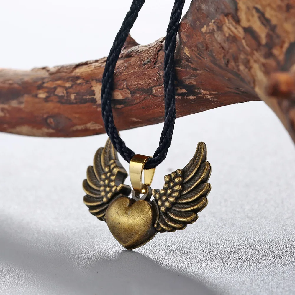 Женское колье в стиле бохо Love Heart Angle Wings бронзовое классическое винтажное
