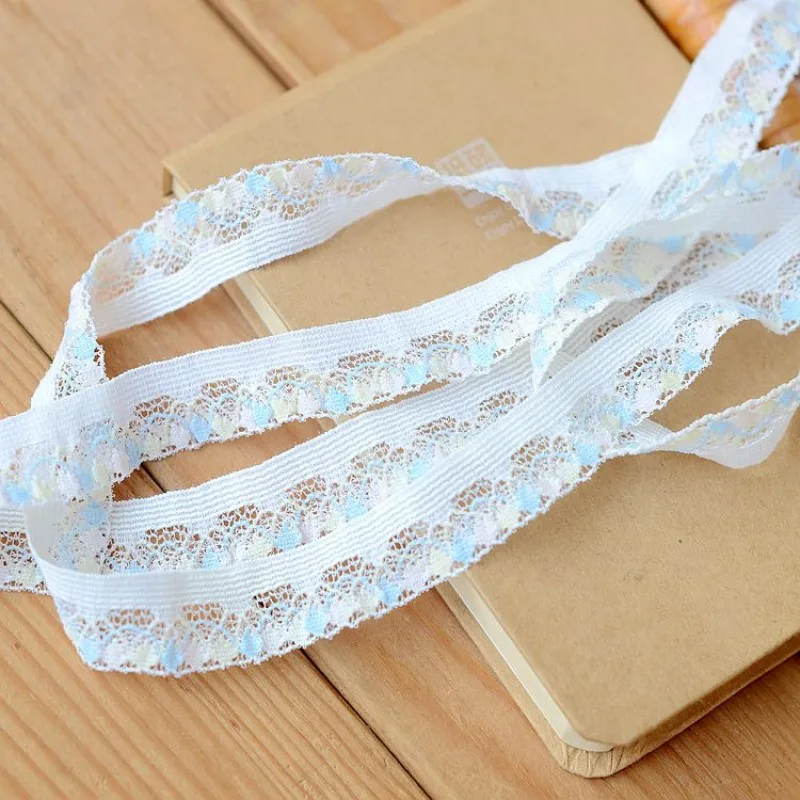 

M Eva garment accessories Rice white with pink yellow blue three color stretch a black fungus group lace H1503