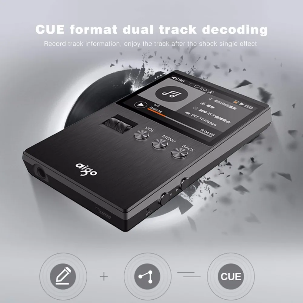 Новейший Aigo M6 DSD64 32G портативный аудио Hifi музыкальный плеер без потерь Высокое качество Мини Спортивный MP3 плеер может играть 60 часов черный