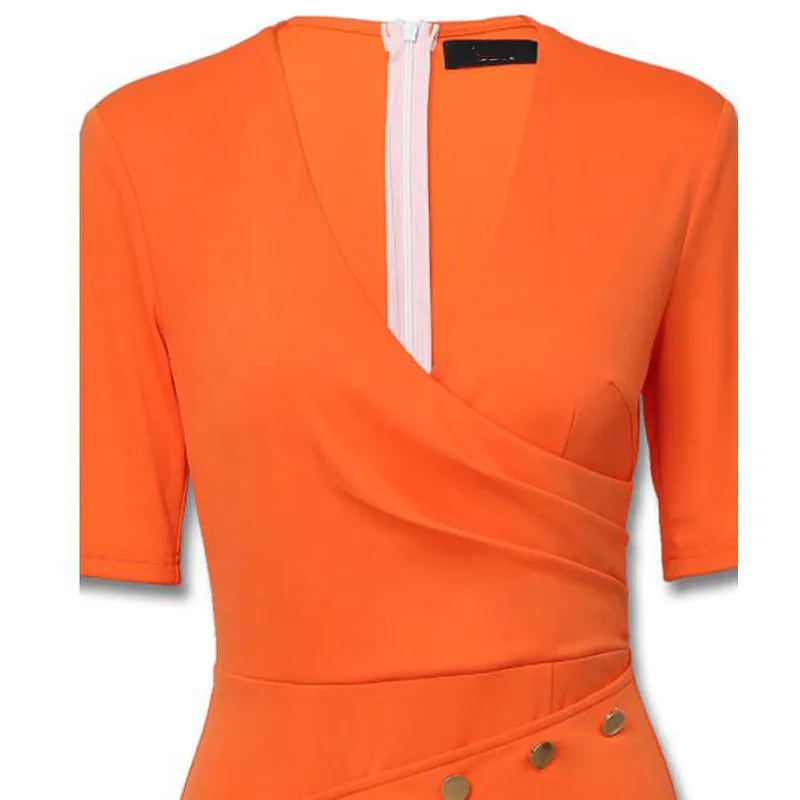 Женское платье-блейзер OL оранжевое облегающее платье с ассиметричным подолом на