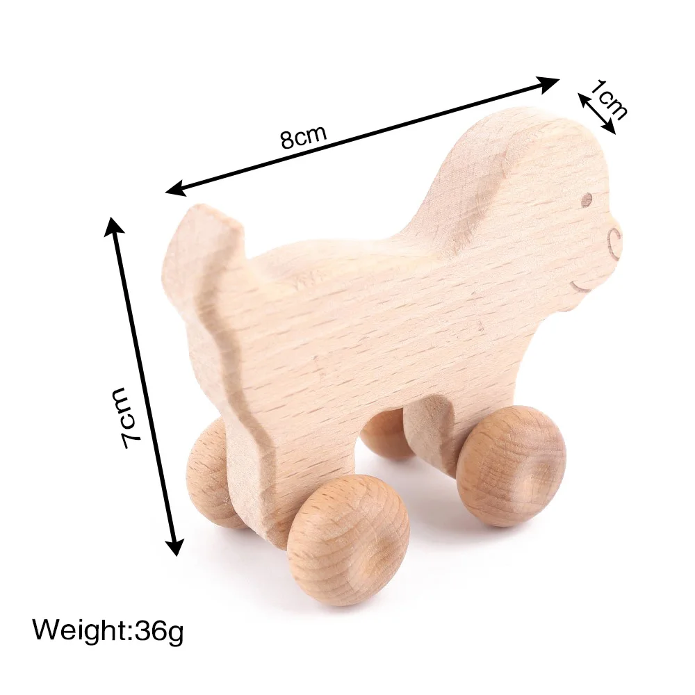 Small Dog 1 шт., Органическая деревянная форма автомобиля для малышей, BPA бесплатно, деревянный Прорезыватель для зубов, детские игрушки для игры в мозги, ручной работы, ремесла, подарок из бука, детские блоки - Цвет: Small Dog
