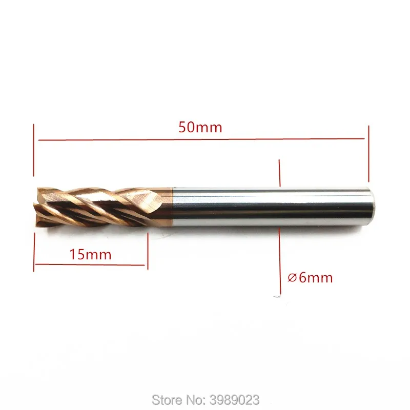 

6mm*50mm tungsten steel coated milling cutter/capable of processing HRC58 hardness materials / 5pcs