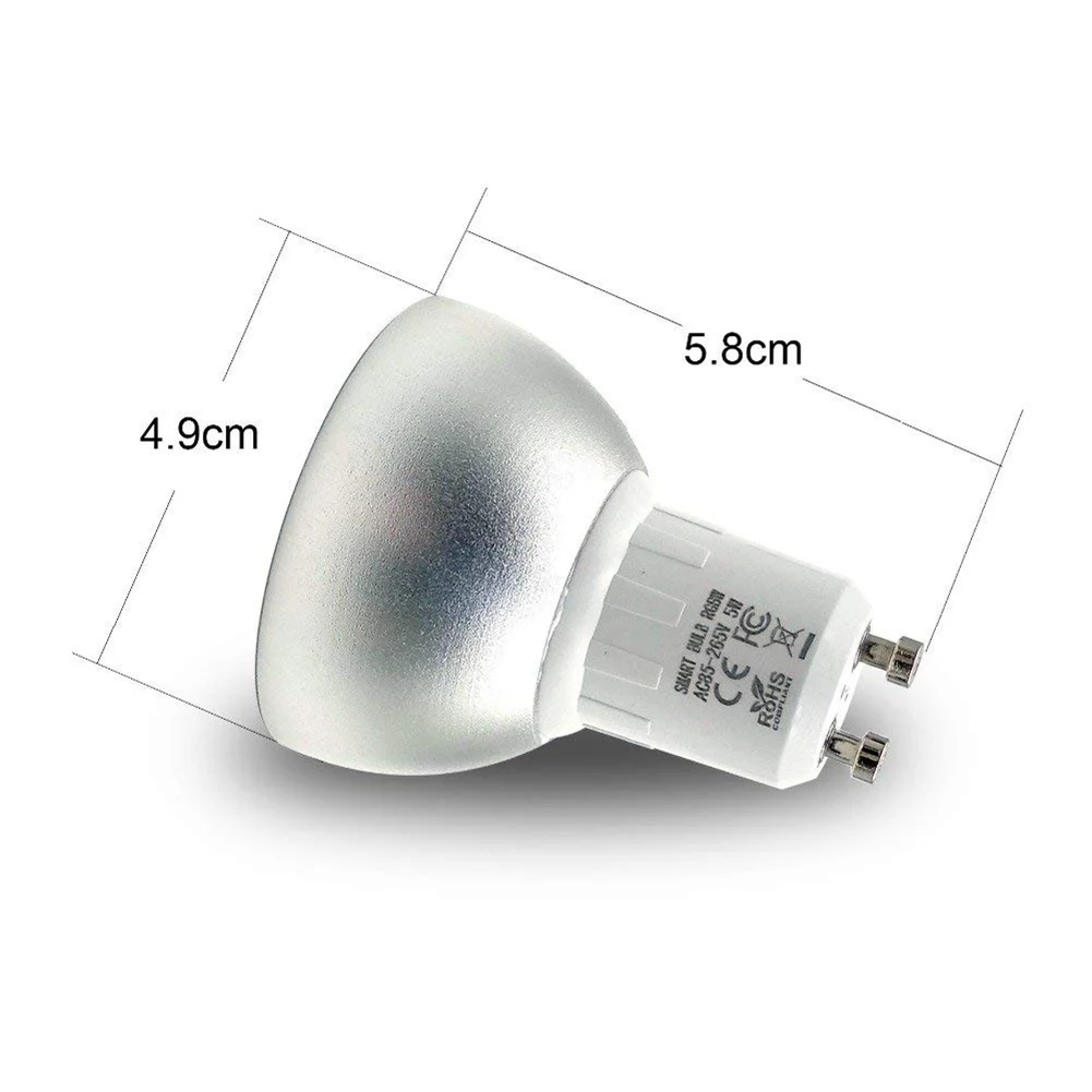 

1/2/3/4/5/10PCS WiFi Smart Lamp GU10 Bulb Brightness RGBW 5W Dimmable Light Control By Smart Life APP Work with Alexa/Google