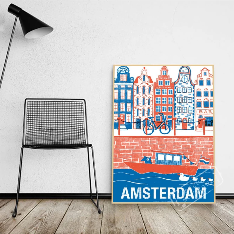 Столица Нидерландов туристические плакаты ВИНТАЖНЫЙ ПЛАКАТ в стиле ретро из