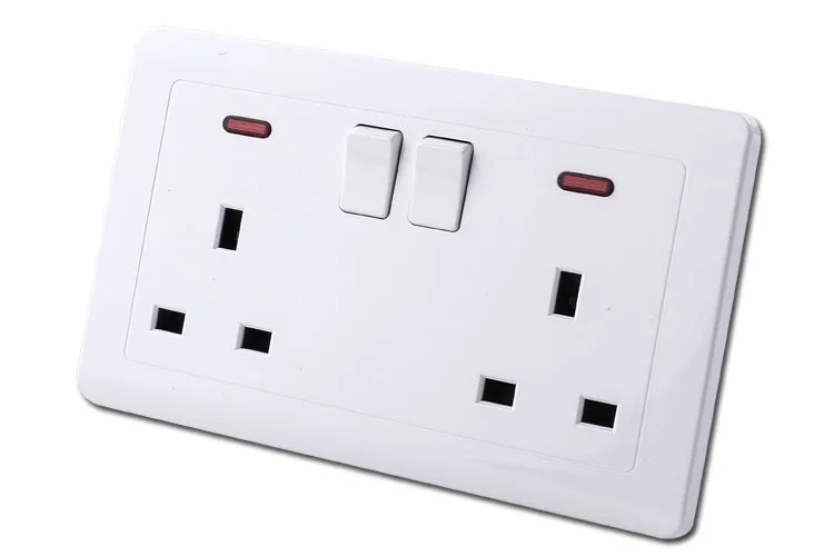 Черный Hyleton 13 A двойное коммутационное гнездо с 2 x USB зарядное устройство порты Электрический фильтр пластины - Цвет: Черный