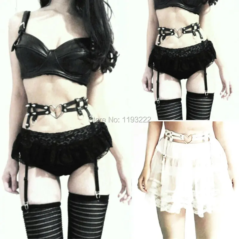 Фото Sexy Lolita Handmade Double Studded Row Leather Heart Waist Harness Large Big Garter Belt Suspenders BELT Женская одежда Sexy Lolita Handmade Double Studded Row Leather Heart Waist Harness Large Big Garter Belt Suspenders BELT Женская одежда
