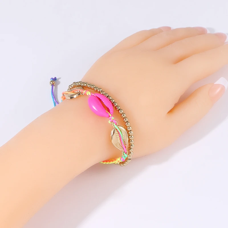 Коми 2 шт./компл. ручной работы металлическая ракушка вязки браслет для женщин