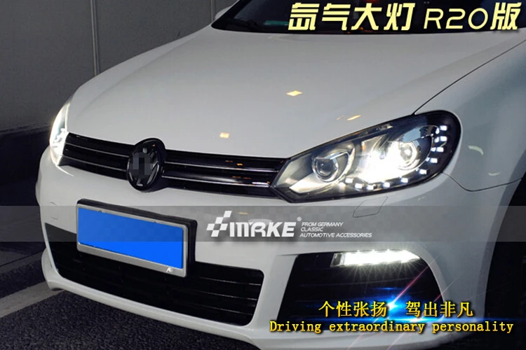 2010-2013 для vw golf GTI фары для автомобиля Стайлинг для vw golf 6 GTI DRL светодиодный слеза глаза би ксеноновые линзы светодиодные лампы для парковки