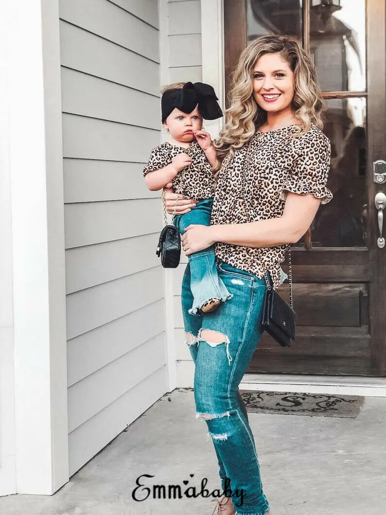 Одежда для семьи одинаковые футболки мамы и дочки топы девочек