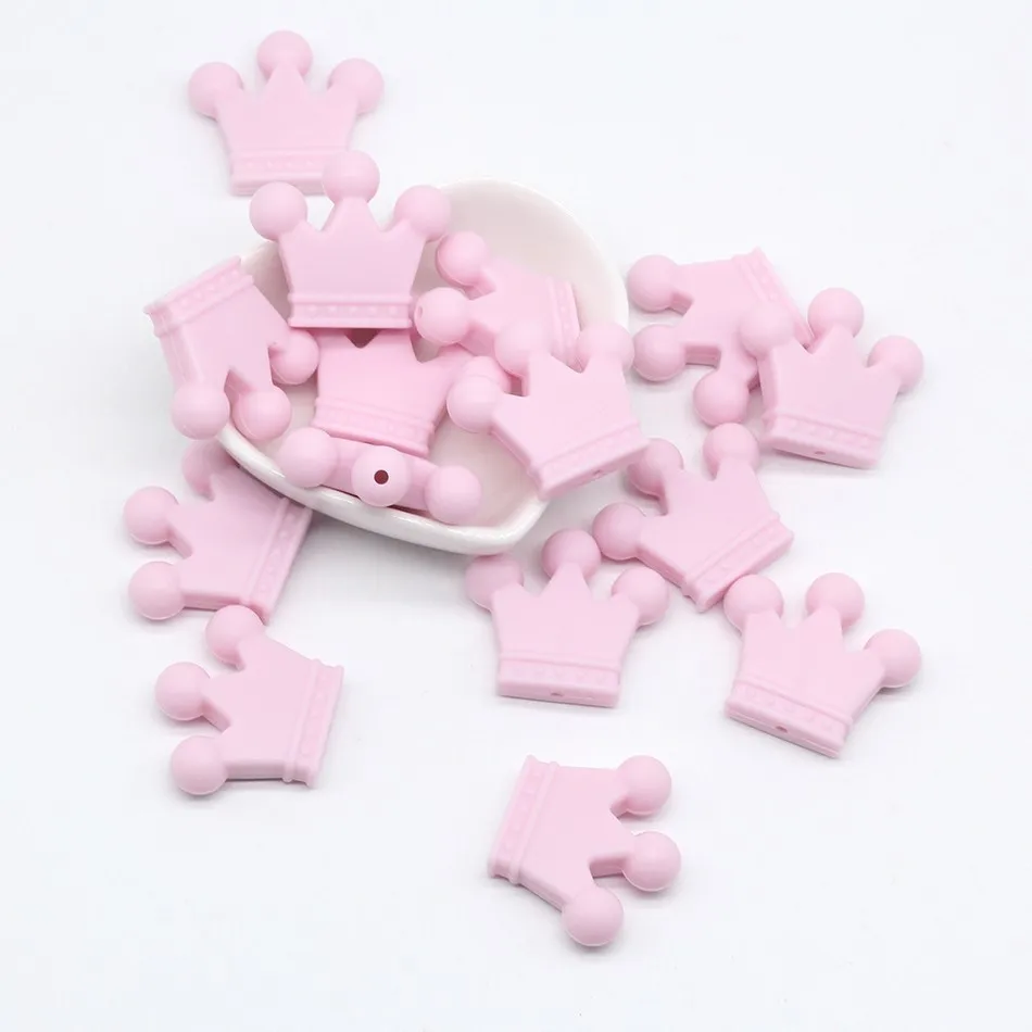 Pink 10pc 10 шт. без БФА, силиконовый бисер, Товары для малышей, игрушки для прорезывания зубов, собака, Койот, пингвин, лебедь, ежик, корона, Силиконовый грызунок, детский Прорезыватель - Цвет: Pink 10pc