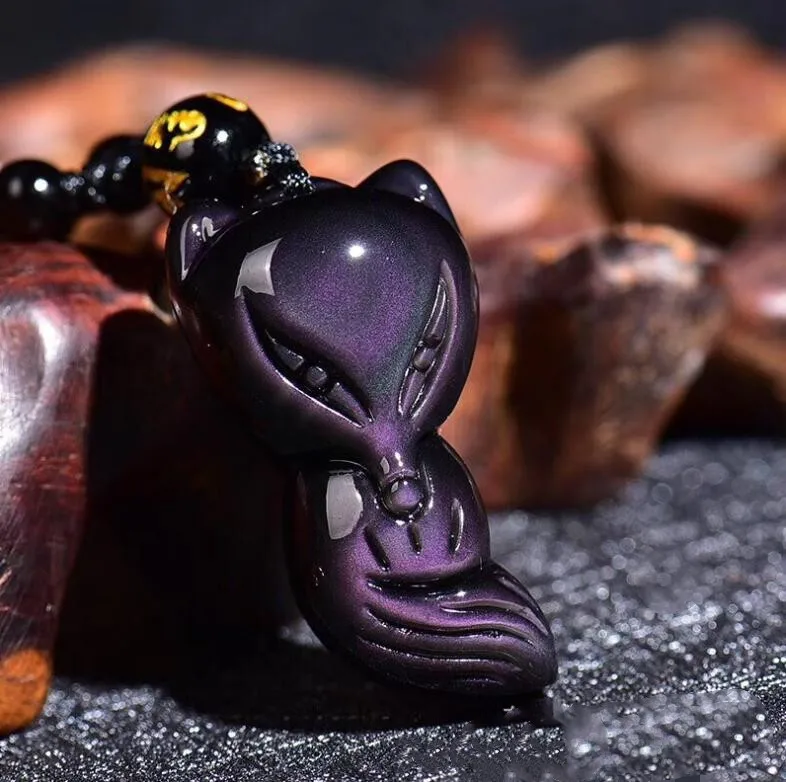 Дропшиппинг Радуга обсидиановый глаз резьба лиса обдидиан амулет кулон