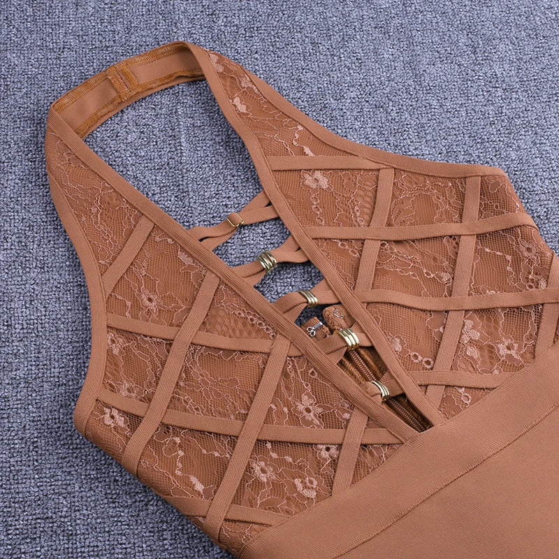 Женское Бандажное платье миди Ocstrade Кружевное облегающее с v образным вырезом и