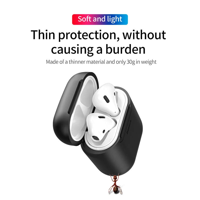 Baseus беспроводной зарядный приемник для AirPods ТПУ силиконовый ультра тонкий чехол