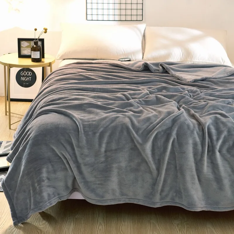 Однотонное одеяло для кровати фиолетовые фланелевые одеяла King Size 200x230 см