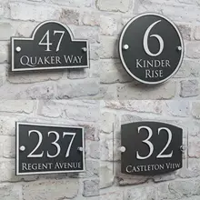 Customize Modern House Address Plaque Door Number Signs Name Plates Glass Effect Acrylic