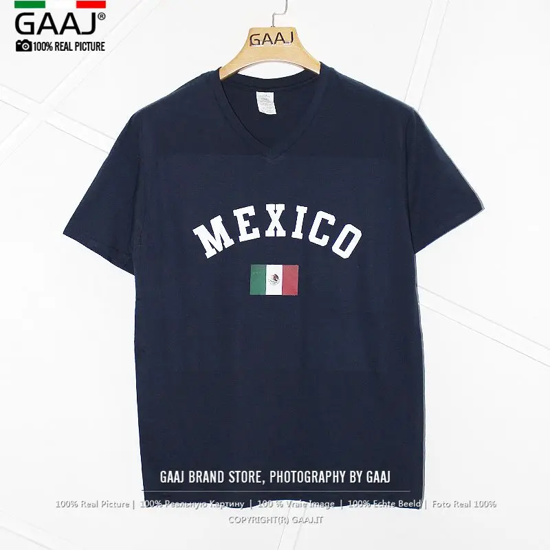Футболка унисекс с флагом Мексики топ V образным вырезом уличная одежда надписью