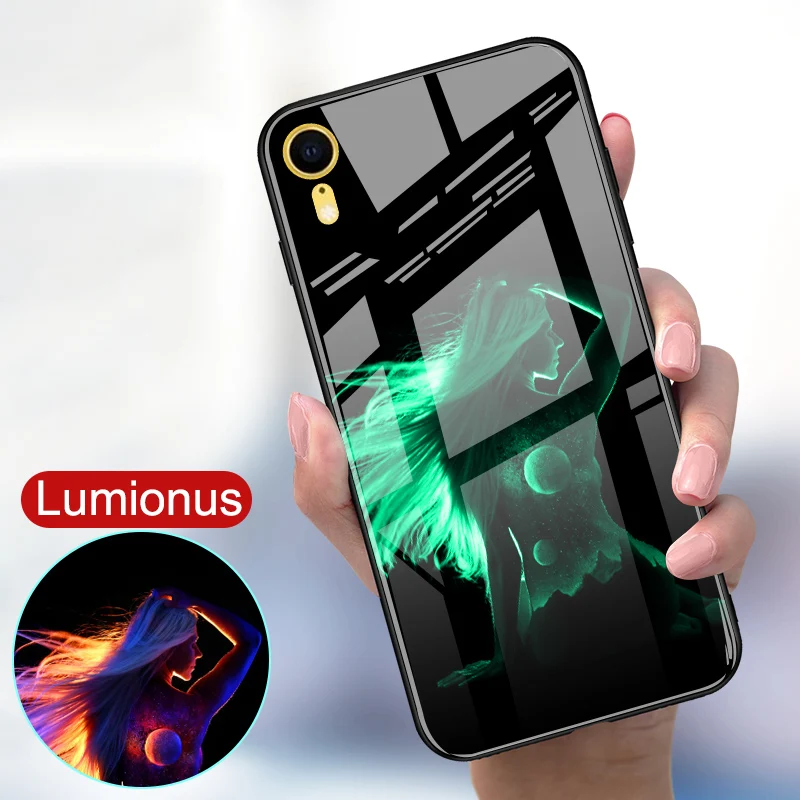Светящиеся сексуальные боди арт стеклянные Чехлы для iPhone 7 8 6 6s Plus X 10 космическая