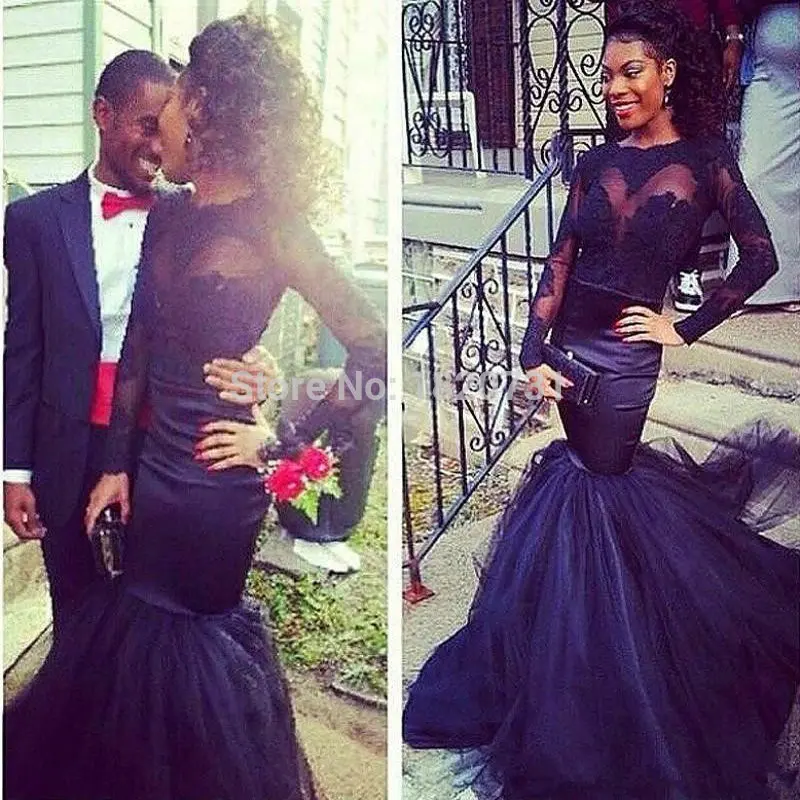 

Оригинальное платье для выпускного вечера с аппликацией и длинным рукавом 2020, Тюлевое платье-Русалка для выпускного вечера, платья для выпу...