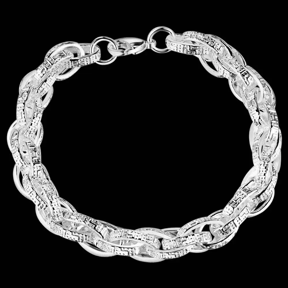 Luxury wholesale 925 jewelry silver plated bracelet for male female fashion Twisted Bracelet AB041 | Украшения и аксессуары