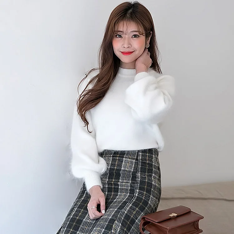 2022 New genuine mink cashmere sweater women 100% pullovers warm fluffy soft sweaters free shipping JN002 | Женская одежда