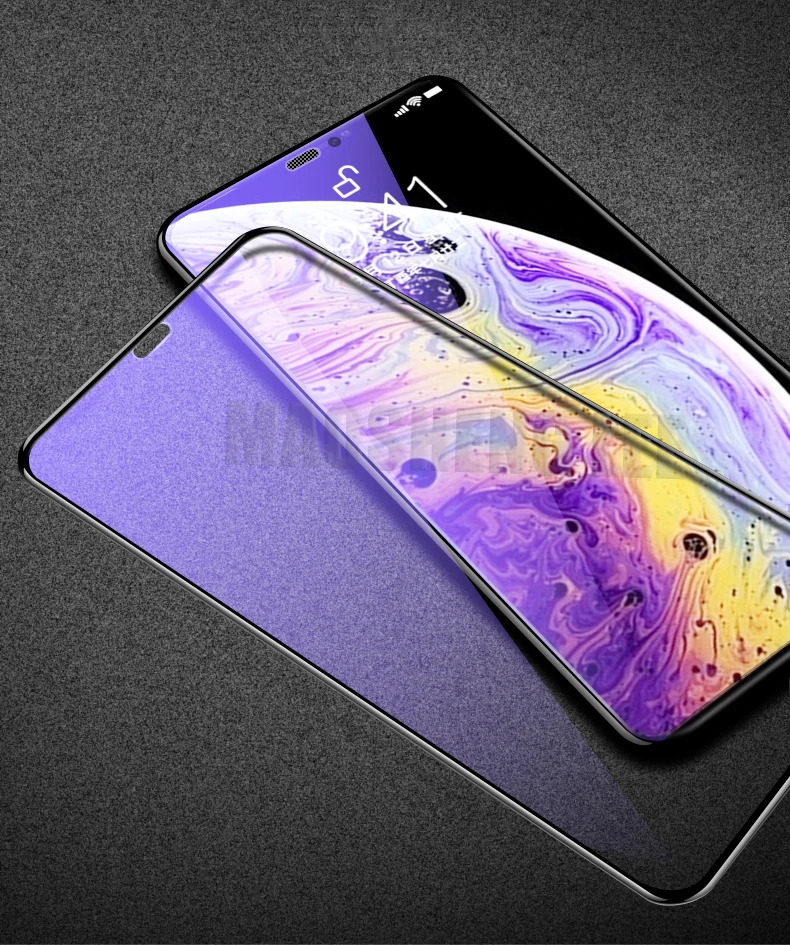 2 шт./лот, полное покрытие, закаленное стекло для iPhone X XS Max XR, защита экрана, анти-голубое легкое стекло для iPhone X XS XR, стеклянная пленка