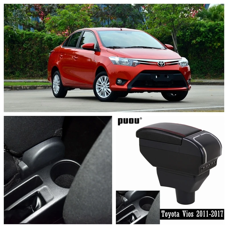 Для Toyota Yaris Vitz Vios 2011- двухслойная Большая вместительная Центральная коробка для хранения с подстаканником пепельница зарядка через usb modif