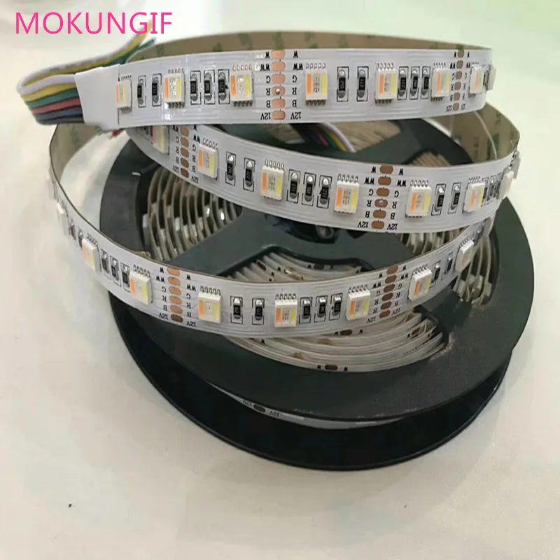 Новейшая СВЕТОДИОДНАЯ лента 5 м RGB + CCT в 1 5050 30 60 светодиодов/метр 12 24 CW WW Чип