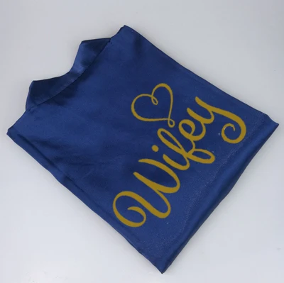 navy w wifey C& Fung невесты wifey халат Золотое написание атласный белый свадебный халат пеньюар femme невесты в подарок Свадебные вечерние банные халаты - Цвет: navy w wifey