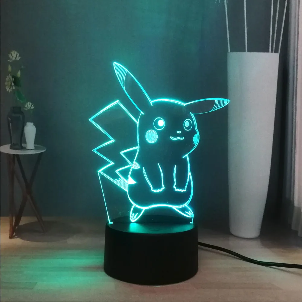 Новый 3D светодиодный ночник с покемоном милый Пикачу феи эльфы USB переключатель